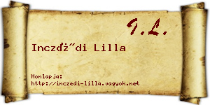 Inczédi Lilla névjegykártya